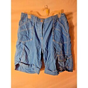 Sherry Taylor Blue Cargo Shorts Linen Blend Womens Plus Size 1X Great Length‎